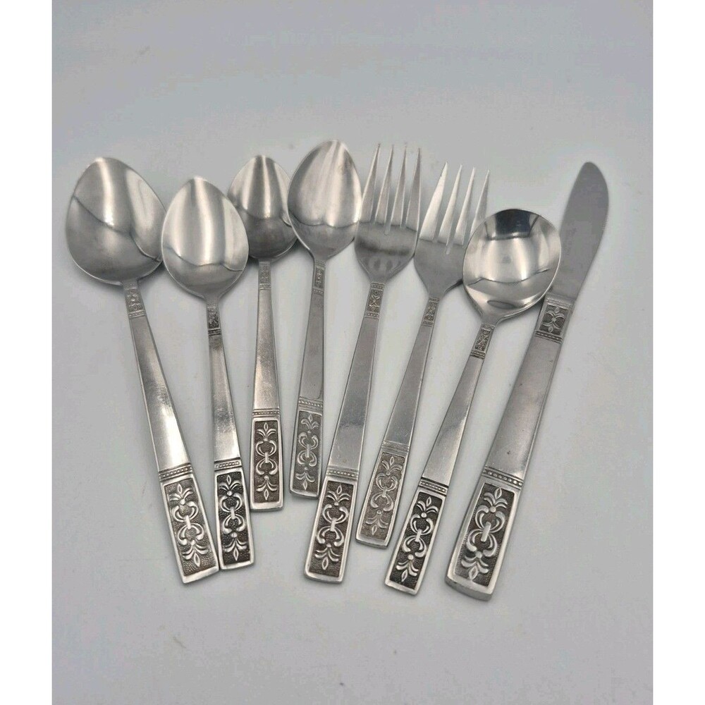 Vintage Customcraft Stainless Steel Flatware Set – Taiwan – 8 Piece Serving Set